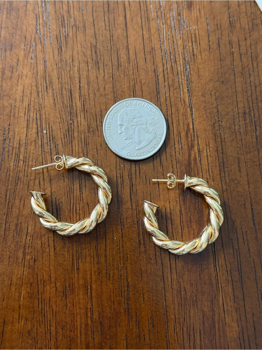 Gold Twisted Hoop Earrings - Women Jewelry